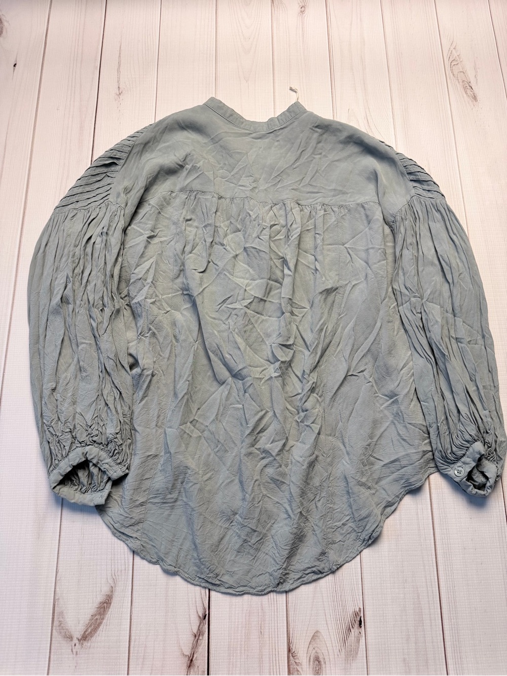 Mustard Seed Sage Green Pintuck Button-Front Blouse - Picture 5 of 5